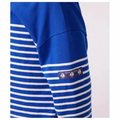 Petit Bateau T-shirt Marinière Logo Manche Coton Bio | Bleu Discount