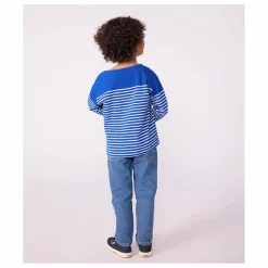 Petit Bateau T-shirt Marinière Logo Manche Coton Bio | Bleu Discount