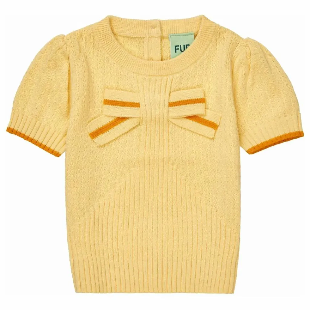 FUB T-Shirt Nœud Maille Fine Coton Bio Bébé | Jaune pâle Sale