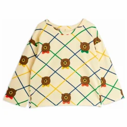 Mini Rodini T-shirt Ours Carreaux Coton Bio | Ecru Best
