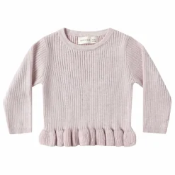 Quincy Mae T-shirt Peplum Maille Côtelée Bio | Lilas tLilas Discount