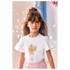 Enfant Tartine et Chocolat T-shirt Perles Bouquet de Fleurs |