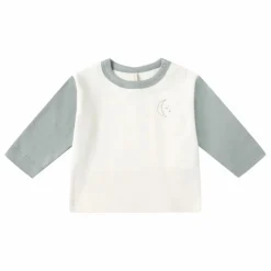 Quincy Mae T-shirt Raglan Lune Coton Bio | Bleu gris Outlet