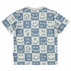 Molo T-shirt Riley Mood Squares Coton Bio | Bleu Clearance