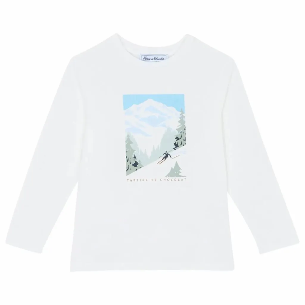 Discount Tartine et Chocolat T-shirt Ski | Blanc