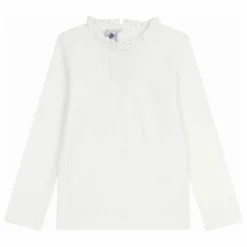 Discount Petit Bateau T-shirt Uni Col Volants Coton Bio | Blanc