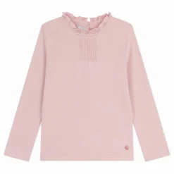 Petit Bateau T-shirt Uni Col Volants Coton Bio | Rose pâle Best
