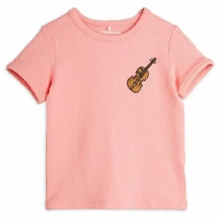 New Mini Rodini T-shirt Violon Fibres Recyclées | Rose