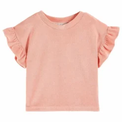 New Emile et Ida T-Shirt Volant Eponge | Rose pêche