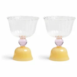 Clearance &Klevering Verres à pieds tulip - Set de 2 | Jaune