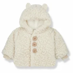 Discount 1+ in the family Veste Capuche Façon Fourrure Coton Laine Apolline | Ecru