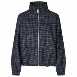 Lollys Laundry Veste Carreaux Mae | Bleu nuit Discount