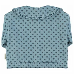 Piupiuchick Veste en Jean Col Claudine Cœurs | Bleu Clair