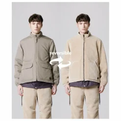 Clearance Taion Veste Réversible Militaire Col Montant | Mocha