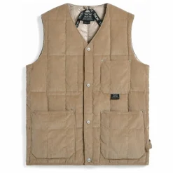 Best Taion Veste Sans Manche Velours Côtelé Col V Neck Button | Beige