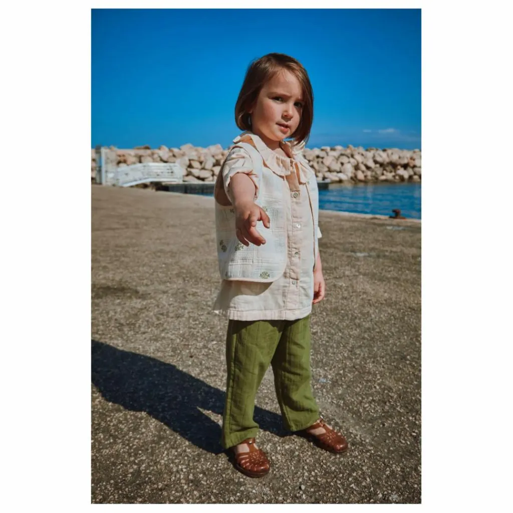 Poudre Organic Veste Sans Manches Calyspo Coton Bio | Beige Discount