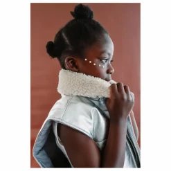 Enfant Fille Garçon Veste Sans Manches Col Sherpa Métallisée |