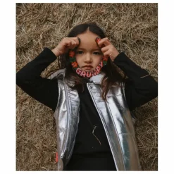 Enfant Fille Garçon Veste Sans Manches Col Sherpa Métallisée |