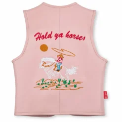 Discount Fille Garçon Veste Sans Manches Hold Ya Horses Cuir Nappa | Rose pâle