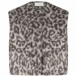 Hot By Bar Veste Sans Manches Maggie Léopard Laine | Marron