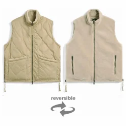 Discount Taion Veste Sans Manches Militaire Réversible Col Montant | Fauve