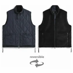 Taion Veste Sans Manches Militaire Réversible Col Montant | Bleu marine - Noir Sale