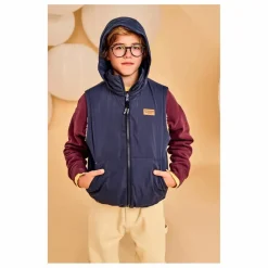 Sale AO76 Veste Sans Manches Réversible Façon Sherpa Jum | Bleu marine