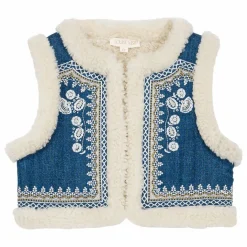 Sale Louise Misha Veste Sans Manches Réversible Façon Fourrure Librana | Bleu jean