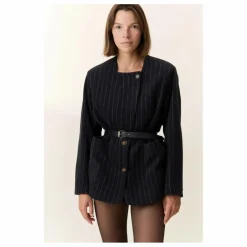 Leon & Harper Veste Vafi Rayée Laine | Noir Outlet