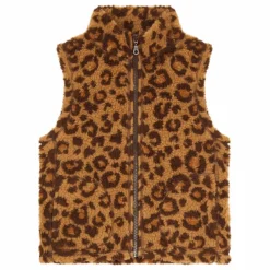 Hundred Pieces Veste Zippée sans manches Sherpa AOP animal | Marron clair Clearance