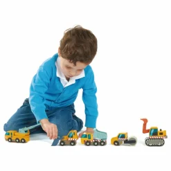 Tender Leaf Toys Voitures de Construction en bois - Set de 5 Multicolore Discount