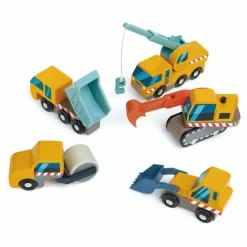 Tender Leaf Toys Voitures de Construction en bois - Set de 5 Multicolore Discount