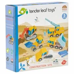 Tender Leaf Toys Voitures de Construction en bois - Set de 5 Multicolore Discount